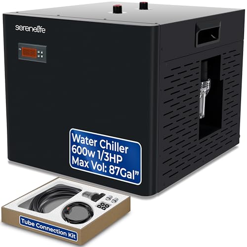 SereneLife 79-Gallon Cold Plunge Chiller – 1/3 HP Ultra-Quiet Aquarium, Hydroponics & Fish Tank Cooling System with Titanium Coils, Precision Temperature Control & One-Touch Operation
