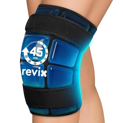 REVIX Knee Ice Pack Wrap, 45-Minute Long-Lasting Ice Pack for Knees with Ice Grid Gel Design, Reusable Gel Ice Wrap for Meniscus Tear, ACL, Cold Therapy for Elbows, Calves & Legs (