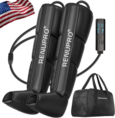 RENUPRO Professional Leg Compression Massager for Circulation Improvement and Faster Recovery - Air Compression Boots, Leg Massager Device for Athletes USA Owned
