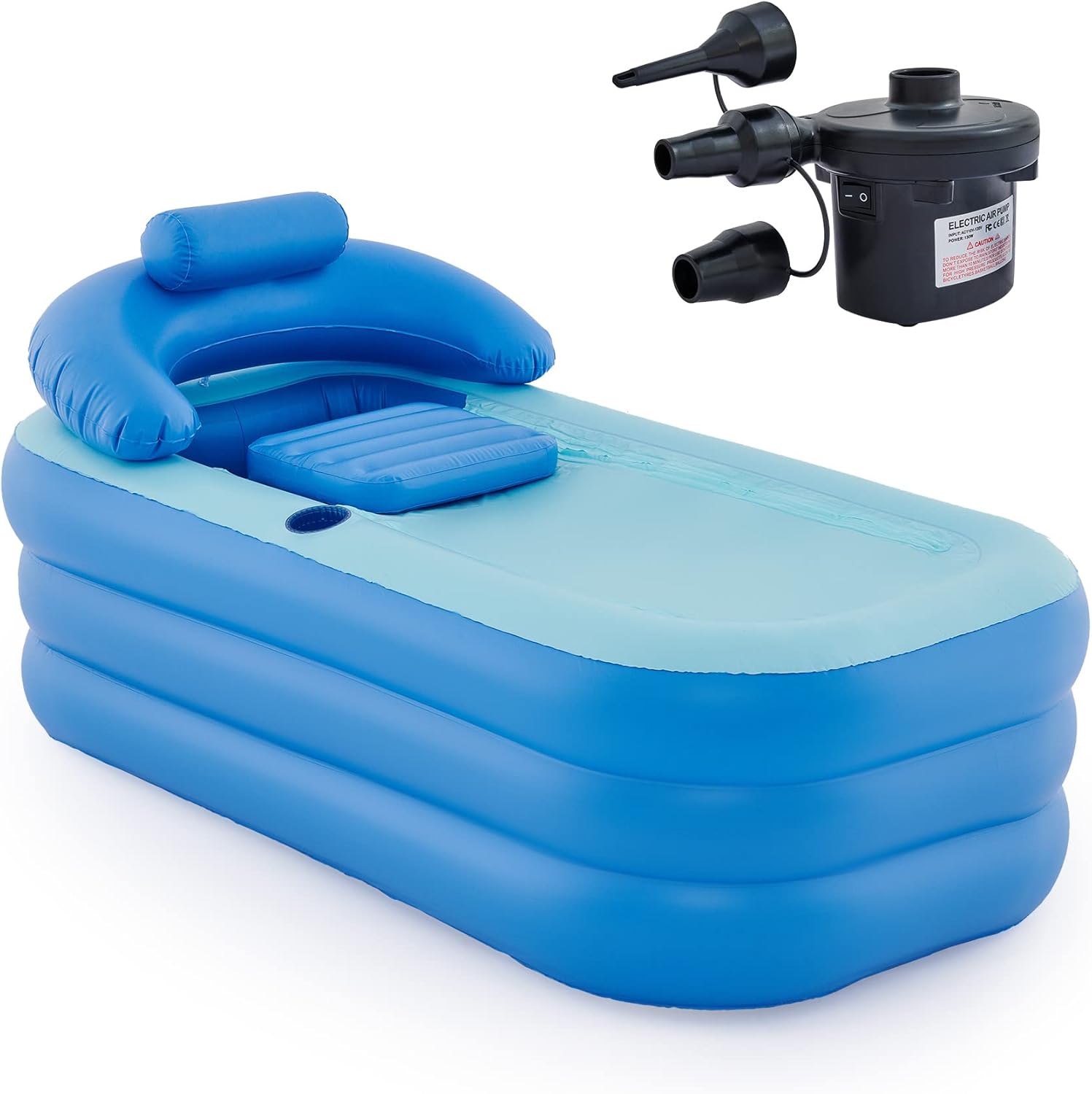 CO-Z Inflatable Adult Bath Tub, Free-Standing Blow Up Bathtub with Foldable Portable Feature for Adult Spa with Electric A...