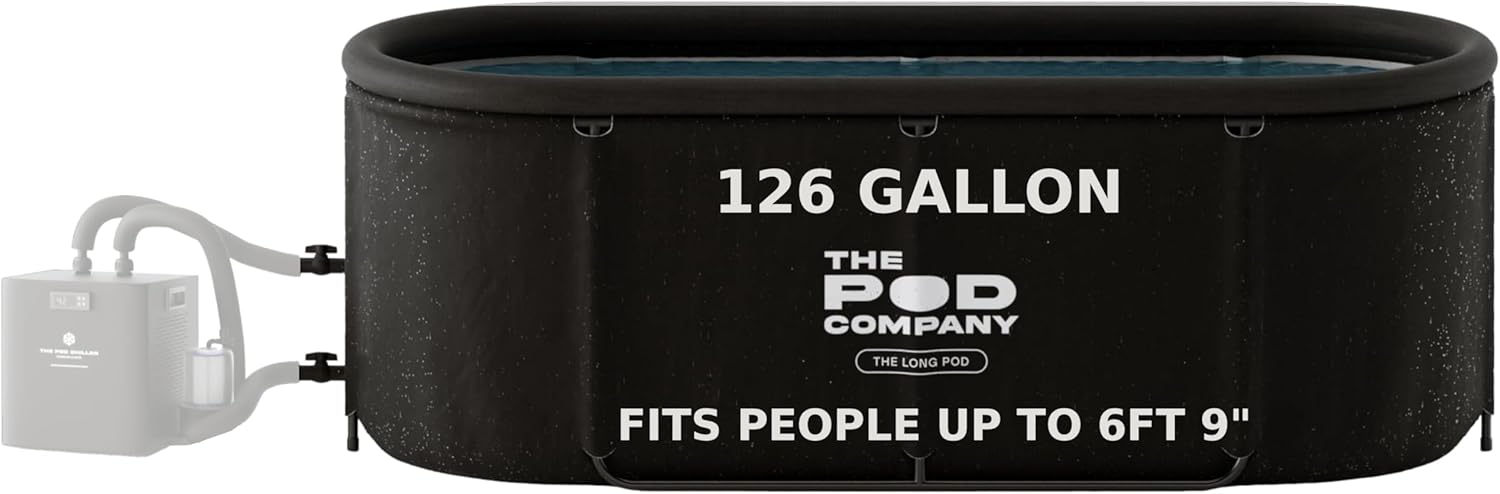 The Pod Company Long Pod Cold Plunge – 126-Gallon Extra-Large Inflatable Ice Bath Tub for Cold Water Therapy – Full-Body S...