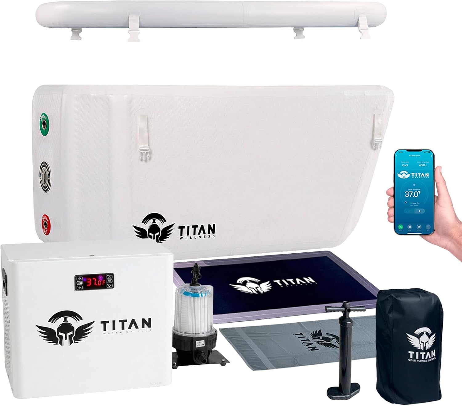 Ice Bath Pro Cold Plunge Tub and 1/3 HP 825W Chiller with Wi-Fi Control, UV Sanitation, 2-Year Warranty, U.S.-Based Suppor...