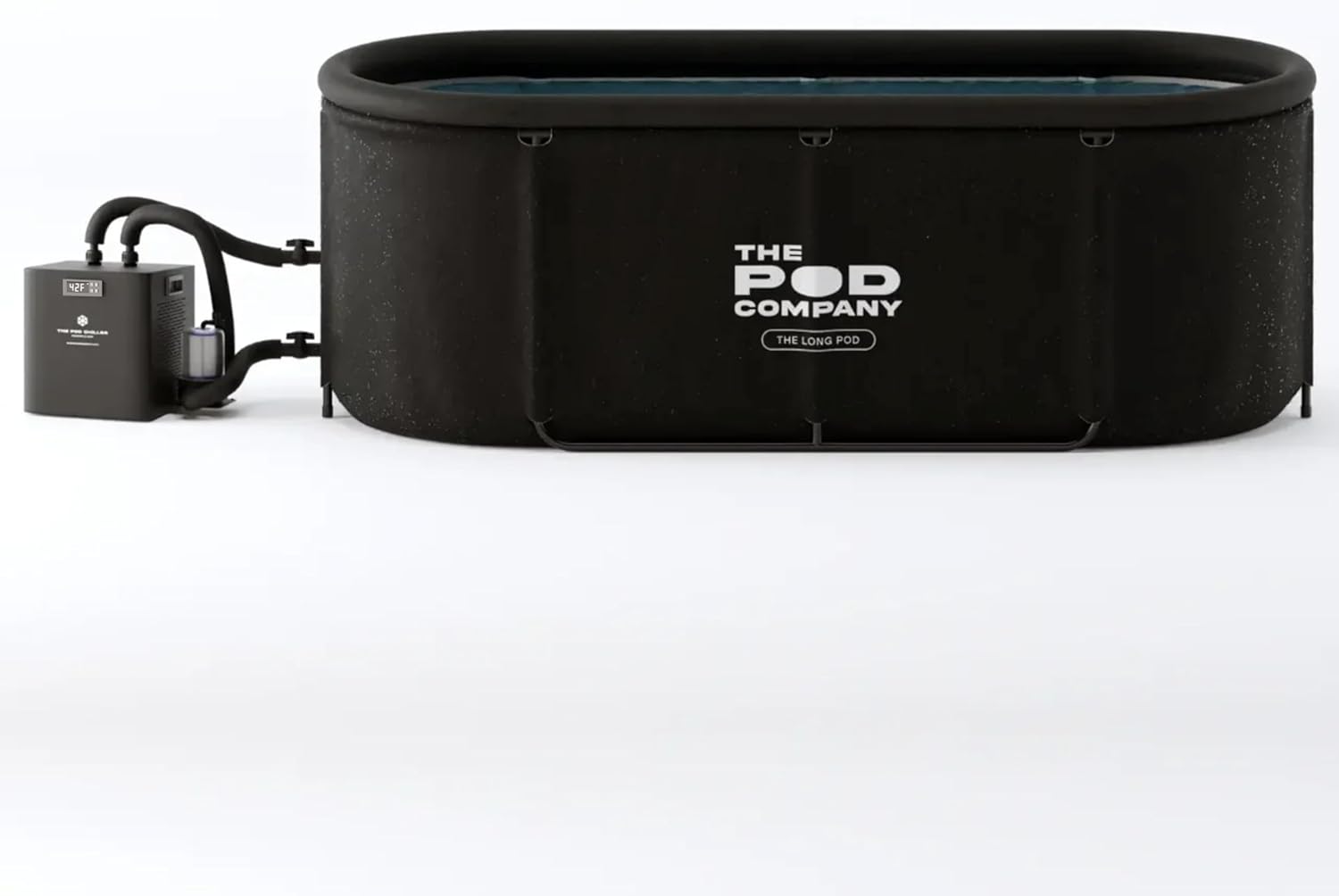 The Pod Company Cold Plunge Bundle – Long Pod (126 Gallon) + 1/3 HP Standard Water Chiller (41°F) – Extra-Large Metal Fram...