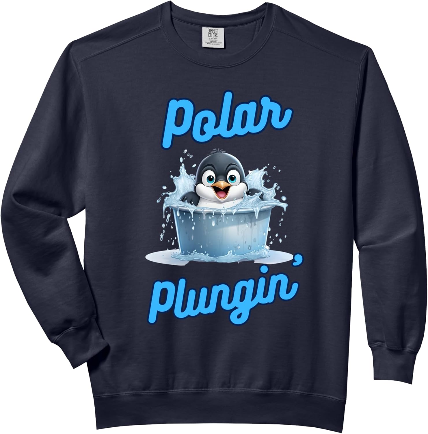 Polar Plungin Penguin Ice Bath Addict Cold Plunge Comfort Colors Adult Sweatshirt
