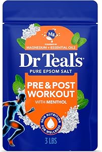 Dr Teal's Epsom Salt Magnesium Soak, Pre & Post Workout with Menthol & Essential O
