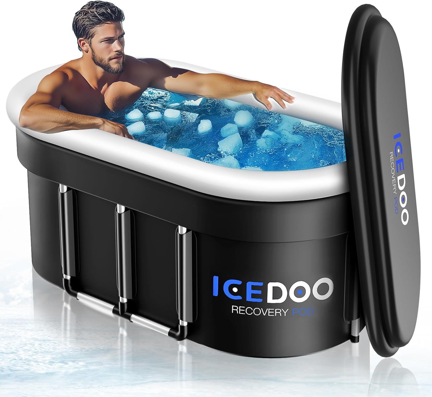 Wxtkkom Upgraded 175-Gal Oval Ice Bath Tub with Air Ring, Portable Drop-In Bathtubs for Cold Plunge - Foldable, Inflatabl...