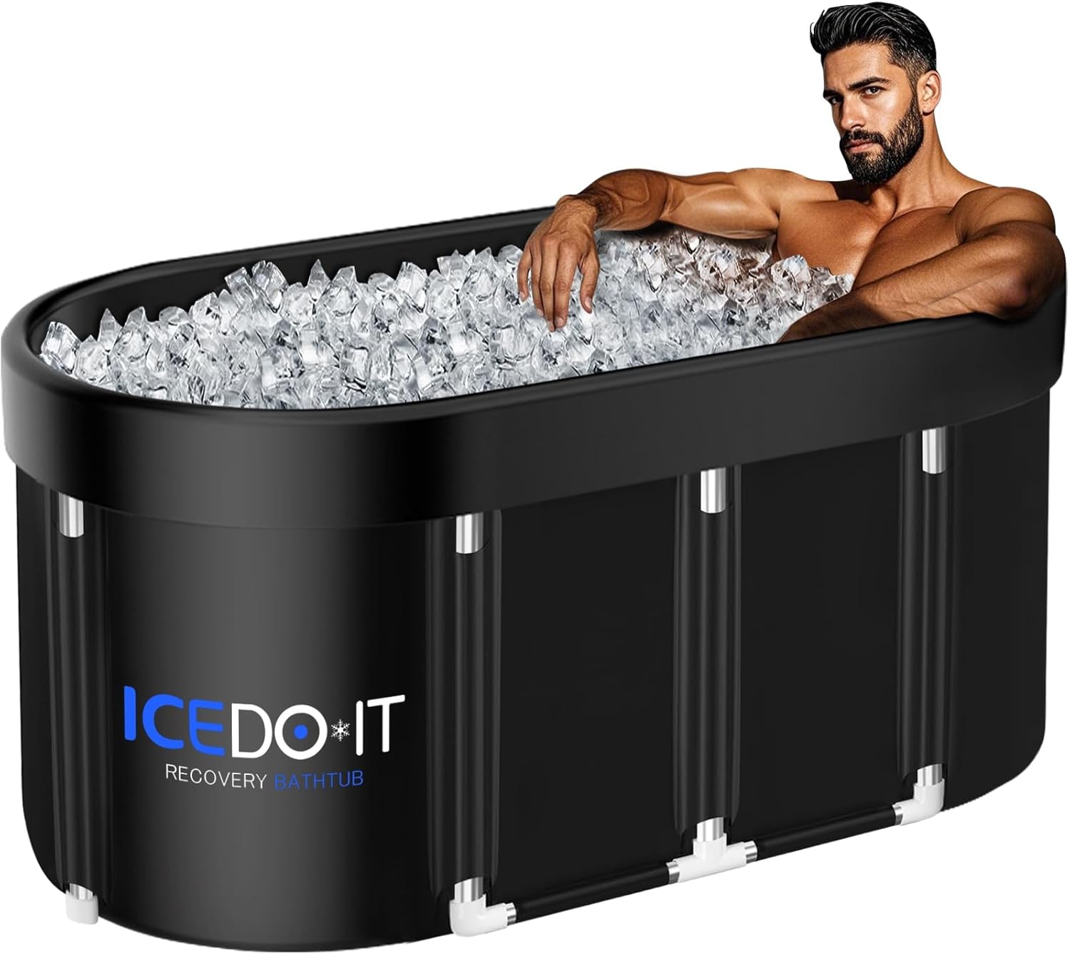 Tomaje Upgrade 129 Gal XL Large Oval Ice Bath Tub for Athletes, Collapsible Cold Plunge Tub-Multiple Layered for Post-Exer...