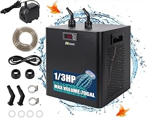 Ezcasch Aquarium Chiller, 79 gal 1/3 HP 300L Water Chiller for Cold Plunge, Hydroponic Coo