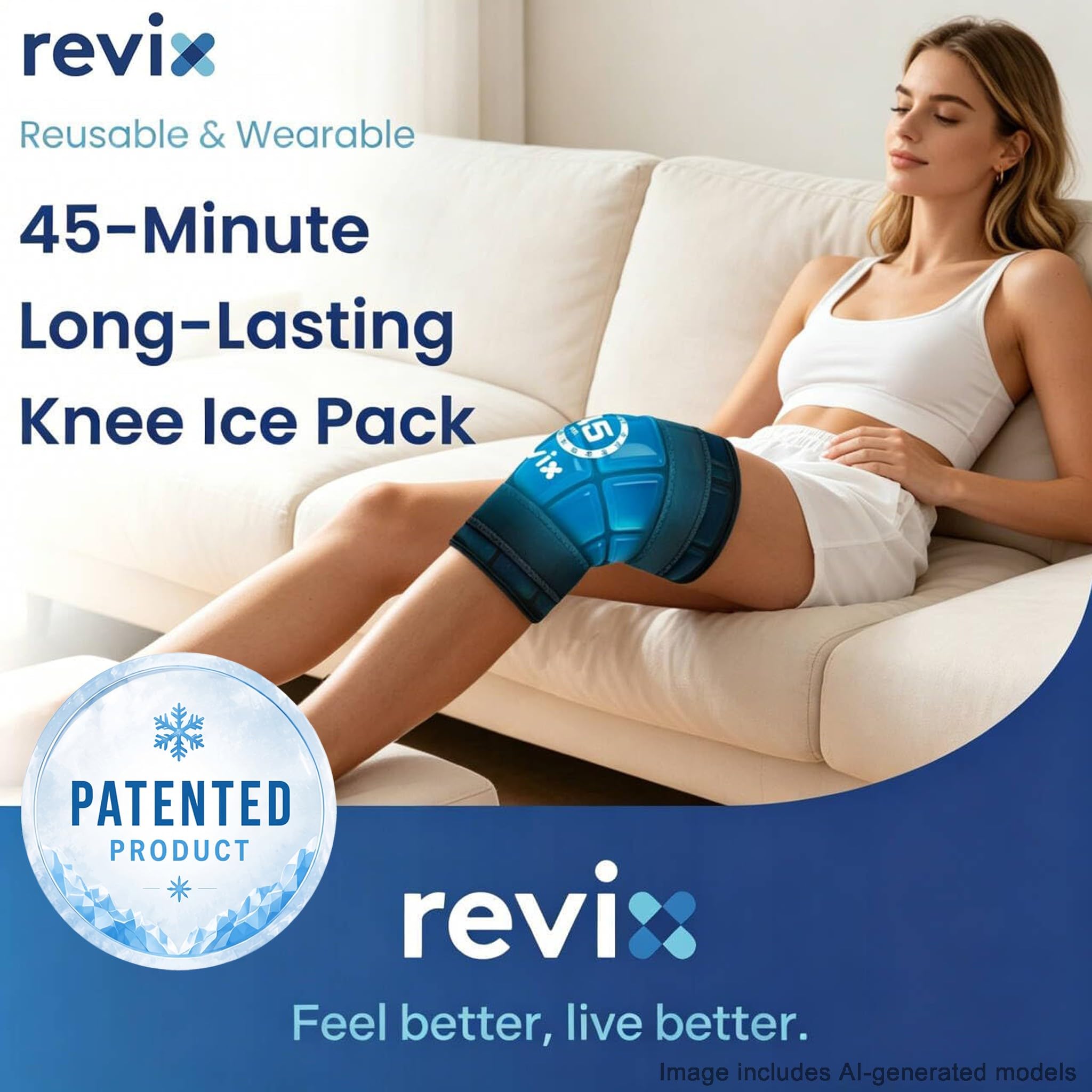 REVIX REVIX Knee Ice Pack Wrap, 45-Minute Long-Lasting Ice Pack for Kn — Manufacturer product photo — best cold massage roller for