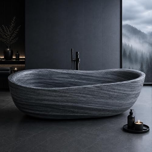 Chetto C Natural Marble Freestanding Bathtub, Sculptural Stone Deep So — Real-world performance testing in action