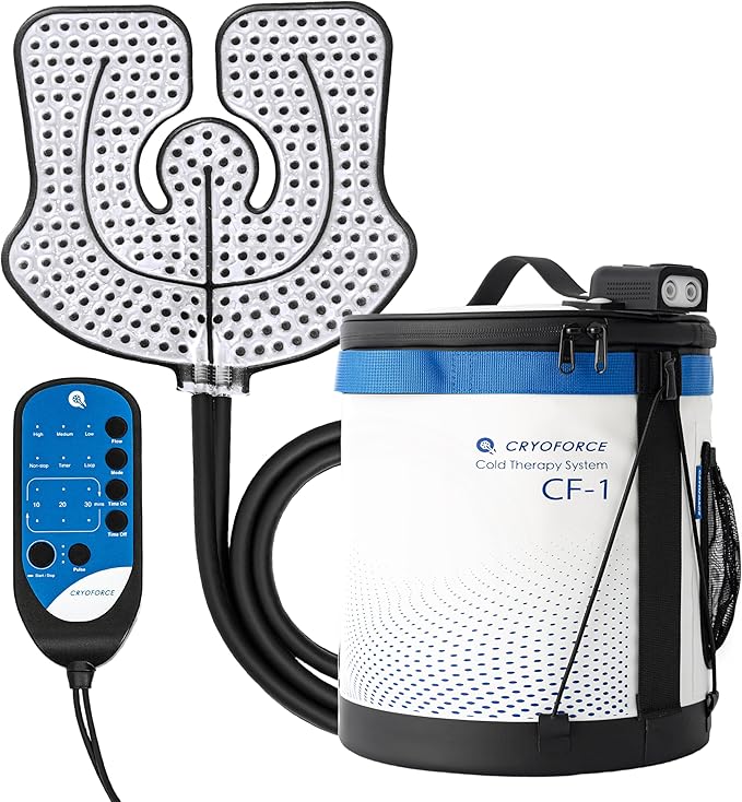 CF-1 Cold Therapy Machine for Knee Surgery Recovery, Quiet Ice Therapy System for Home Bedside Overnight Use with Programmable Timer, Large Capacity Cooling for ACL, TKR, Knee Repl